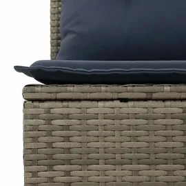 vidaXL 9-teiliges Gartensofa-Set mit Kissen, grau, Polyrattan