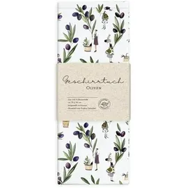 Grätz Verlag Geschirrtuch 100% Baumwolle, Geschenkidee, Küchen Accessoire, Motiv, Geschenk, Küche, Kochen, Grillen (Oliven)