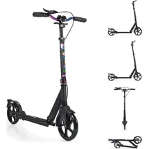 Byox Kinderroller Quick klappbar, Handbremse, Seitenständer, LED-Scheinwerfer schwarz - Schwarz