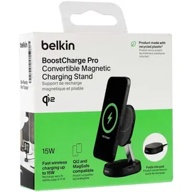 Belkin BoostCharge Pro Qi2 verstellbare kabellose magnetische Ladestation mit Qi2 (15 W) schwarz