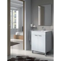 Dmora Unterschrank York, Unterschrank, Schrank mit 2 Türen, glänzend Weiße Farbe cm, 60x80x45Weiß