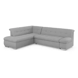 Ecksofa DOMO COLLECTION "Mona L-Form", silber, B:271cm H:80cm T:213cm, Struktur fein 100% Polyester, Chenilleoptik 100% Polyester, Sofas, wahlweise mit Bett- und Armlehnfunktion