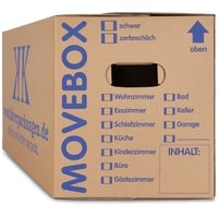 KK Verpackungen Aufbewahrungsbox (Spar-Set, 20 Stück, 20er-Set), Movebox 2-welliger Umzugskarton Umzugskiste 40kg Braun braun