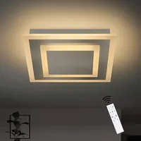 ZMH LED Quadratisch Deckenlampe Wohnzimmer Dimmbar stufenlos mit Fernbedienung 41W 40cm Deckenleuchte aus Metall und Acryl Bürodeckenleuchten für Wohnzimmer, Schlafzimmer, Küche Nickel Matt