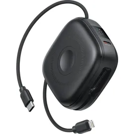 Swissten Swissten, Externer Akku MagSafe 15W 10000mAh mit USB-C- und Lightning-Kabeln, Schwarz - Schwarz