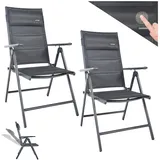 GARMIO GARMIO® Gartenstuhl Balkonstuhl FLORENZ anthrazit, 2er SET, 7-fach verstellbar, klappbar, inkl. Nackenkissen, für Terrasse