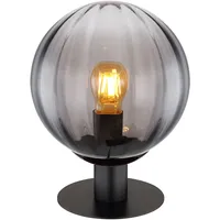 GLOBO Tischleuchte Glas rauch Nachttischlampe schwarz Kugel Tischlampe, Metall,