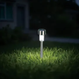 casativo-lighting Wegeleuchte Solar 10,0 cm 6er Set mit Erdspiess Dämmerungssensor Silber