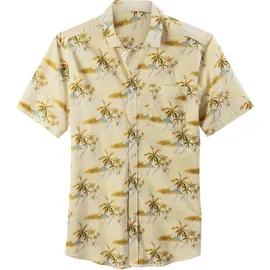 Beachtime Hawaiihemd »Regular fit«, Kurzarm, Freizeithemd mit Palmenprint, reine Baumwolle, Gr. S (37/38) N-Gr, gelb-bedruckt, , 67866348-S N-Gr