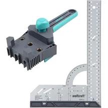 WOLFCRAFT Projekt-Set "Messen und Dübeln" - 8655000-2 clevere Helfer für Dübelverbindungen - Meisterdüber und Universalwinkel - für Möbelbau 300 mm Skala Metallausführung