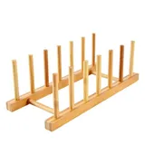 DUBENS Bamboo Abtropfgestel Küche Geschirrkorb Abtropfständer Bambus Abtropfhalter mit 6 Steckplätzen für Teller, Tassen, Buch Geschirrtrockner Abtropfgestell Tellerständer, 29,8 x 11,7 x 10 cm