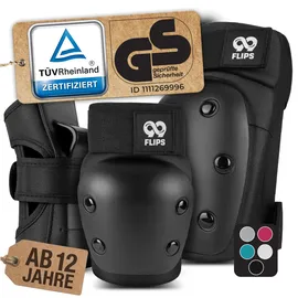 99flips Inliner Schoner Erwachsene mit GS [6er Set] DIVE - M in Schwarz - Schoner Inliner Damen schützer erwachsene - Knieschoner Kinder 12 Jahre protektoren Skateboard