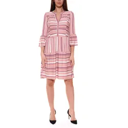 BOYSEN ́S Damen Mini-Kleid Stufen-Kleid mit Streifen 34988469 Rosa - 36