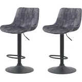 Hela Tische, 2er Set Barhocker Bistrohocker Sabine, Velvet Anthrazit, Polster-Lehne, 360° drehbar, höhenverstellbar mit Lift