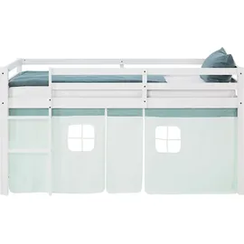 Homestyle4u Hochbett 90 x 200 cm Kiefer massiv lackiert mintgrün