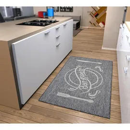 HANSE HOME "Bon Appetit", grau (grau,creme), B:92cm H:5mm L:150cm, Polypropylen (PP), Teppiche, Läufer, Rutschfest, Küchenteppich, Küche, Teppich, Pflegeleicht