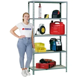 Proregal Schwerlastregal Big Muli HxBxT 200 x 120 x 50 cm 5 Fachböden Fachlast 200 kg Grau