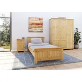 Jugendzimmer-Set HOME AFFAIRE "Juventus" Schlafzimmermöbel-Sets Gr. B/H/T: 287cm x 180cm x 208cm, B/H: 90cm x 200cm, beige (natur) Baby Massivholz, bestehend aus Bett, Kleiderschrank und Nachtkommode