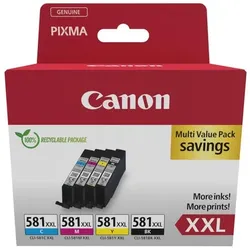 Canon Original-Tintenpatrone Cli-581Xxl Multipack Hohe Kapazität Cyan Magenta Gelb Schwarz