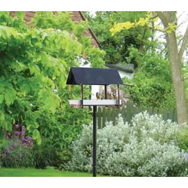 Esschert Design Futterhaus, auf Stab, anthrazit/ weiß; FB408 Vogelhäuschen