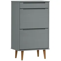 VidaXL Schuhschrank MOLDE Grau 59,5x35x103 cm Massivholz Kiefer