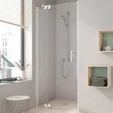 Kermi Filia XP Duschtür mit Festfeld links 80 x 200 cm Silber Hochglanz ESG klar FX1TL08020VAK