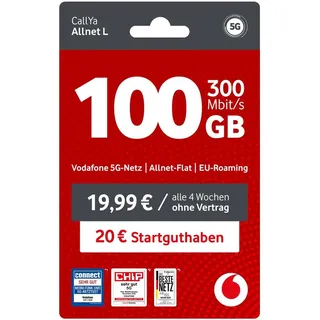 Vodafone Prepaid CallYa L|100 GB|20 EUR Startguthaben|ohne Vertrag|5G-Netz