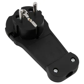 McPower Schutzkontakt-Winkelstecker, extra flach, Handgriff, Zugentlastung, schwarz