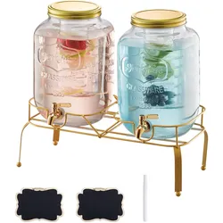 VEVOR Getränkespender 2x8L Saftspender mit Zapfhahn für Partys Bars Glas Hotel