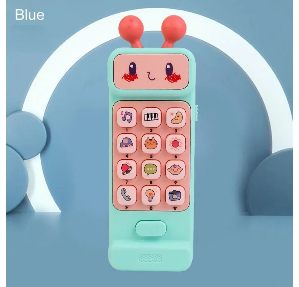 Gontence Spiel-Smartphone Alien Handy Spielzeug Lichter Musik Mobiltelefon Spielzeug, (Baby Beißring, Smartphone-Modell) blau