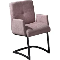 Freischwinger EXXPO - SOFA FASHION "Affogato mit komfortablen Armlehnen", lila (flieder, flieder), B:59cm H:87cm T:69cm, Metall, Stoff, Stühle, attraktiven Kreuznaht in der Rückenlehne