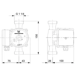 Grundfos UP 20-15 N 150 Zirkulationspumpe (59641500)