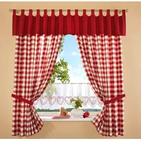 Stickereien Plauen Querbehang STICKEREIEN PLAUEN "Durach" Gr. 2, rot, B:200cm H:40cm, Polyester, Gardinen