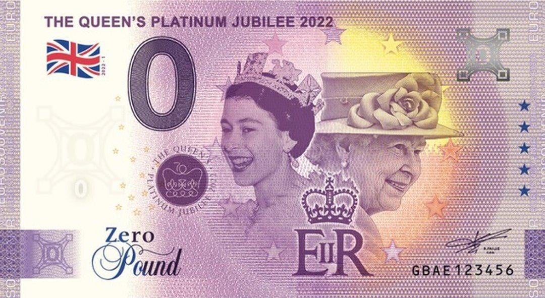 0-Pfund-Banknote "Queen's Platinum Jubilee"