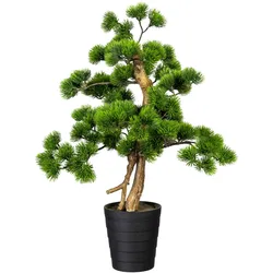 CREATIV green künstliche Pflanze Bonsai Kiefer ca 60x40cm, im Kunststofftopf 13,5x15cm schwarz