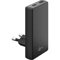 goobay USB-CTM PD GaN Dual-Schnellladegerät 90° Flat 45 W schwa