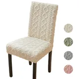 Stuhlhussen aus Plüsch, waschbar, elastisch, für Esszimmer, Hotel, Party, Beige, 1 Stück