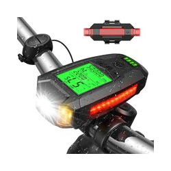 Fahrradlicht, USB wiederaufladbares Fahrradlicht mit Tachometer Fahrradcomputer LED Fahrradlicht