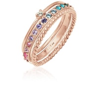 Elli Ring Damen Set Multi-Color Funkelnd mit Kristallen Bunt in 925 Sterling Silber vergoldet