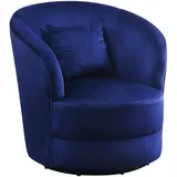 Atlantic Home Collection Drehsessel Colin Samtvelours 84 x 84 x 85 cm Blau mit Zierkissen