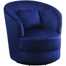 Atlantic Home Collection Drehsessel Colin Samtvelours 84 x 84 x 85 cm Blau mit Zierkissen