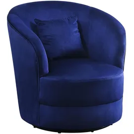 Atlantic Home Collection Drehsessel Colin Samtvelours 84 x 84 x 85 cm Blau mit Zierkissen