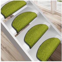 Stufenmatte Shaggy-Stufenmatte Madrid, Treppenschoner, 16 Farben, 2 Varianten, Karat, Halbrund grün Halbrund