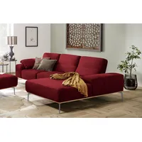 Ecksofa W.SCHILLIG "run, Designsofa mit tollem Sitzkomfort, bequem, L-Form", rot (light brick w82), B:299cm H:88cm T:178cm, Longlife Xtra-Leder Z73: Naturwalkleder der Luxusklasse aus den erlesensten Rohhäuten. Hautstärke 1, 1 u2013 1, 3 mm, ROHLEDER Jacquard-Flachgewebe Q2 W60 (63% Polyester, 37% Polyacryl), ROHLEDER Chenille-Flachgewebe Q2 W77 (68% Polyacryl, 32% Polyester), Stoff S37 (100% Polyester), Sofas, mit elegantem Holzsockel, Füße in Silber matt, Breite 299 cm