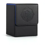 Komick Premium PU Leder Card Deck Box für MTG, Yugioh, Holds 100+ Deck Case with 2 Dividers for Collectible Trading Yugioh Cards, Deck Box TCG, CCG (Black Blue Malthael)