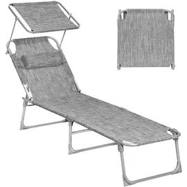 Songmics Sonnenliege 193 x 53 x 29 cm Grau
