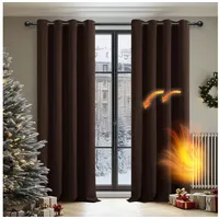 Deconovo Verdunkelungsgardinen mit Kälteschutz Vorhang Blickdicht Kälteschutzvorhang Blickdicht, 175x140cm(HöhexBreite), Dunkelbraun, 2er Set