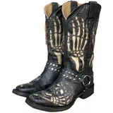 Cowboystiefel Herren Schwarz, Mittelalter Schuhe Herren Wikinger Hoch Cowboystiefel Schwarz, Leder Westernstiefel Cowboy Stiefel Männer Gothic Western Stiefeletten Mit Absatz Lederstiefel Reitstiefel - 43 EU
