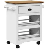 vidaXL Küchenwagen Bodo Weiß Und Braun 67,5x45x80 Cm - Vidaxl