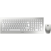 8000, kabelloses Tastatur- und Maus-Set, UK-Layout (QWERTY), batteriebetrieben, ultraflache Tastatur, 3 Tasten-Maus mit Infrarotsensor, Weiß-Silber